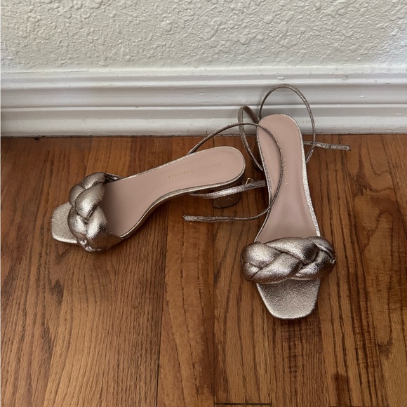 Loeffler Randall Gold Metallic Sandals with Ankle Strap - Picture 3 of 5